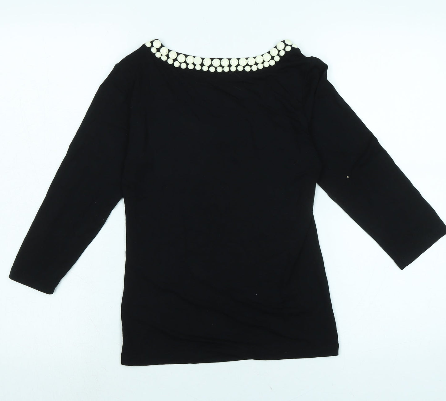 LK Bennet Womens Black Viscose Jersey T-Shirt Size XS Scoop Neck