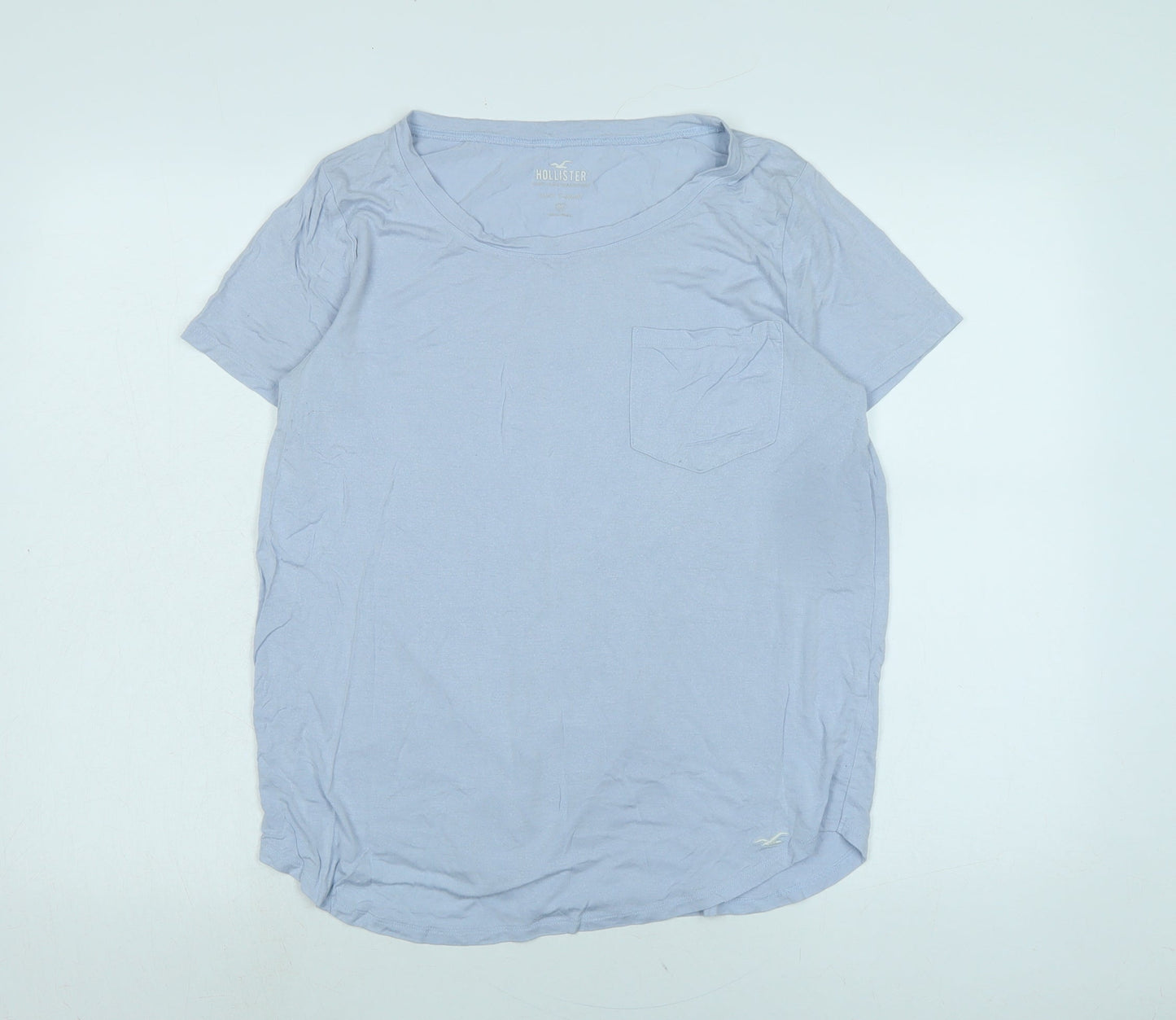 Hollister Womens Blue Cotton Basic T-Shirt Size M Scoop Neck