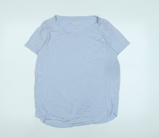 Hollister Womens Blue Cotton Basic T-Shirt Size M Scoop Neck