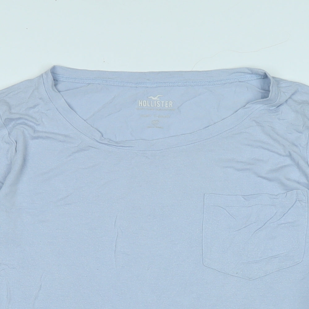 Hollister Womens Blue Cotton Basic T-Shirt Size M Scoop Neck