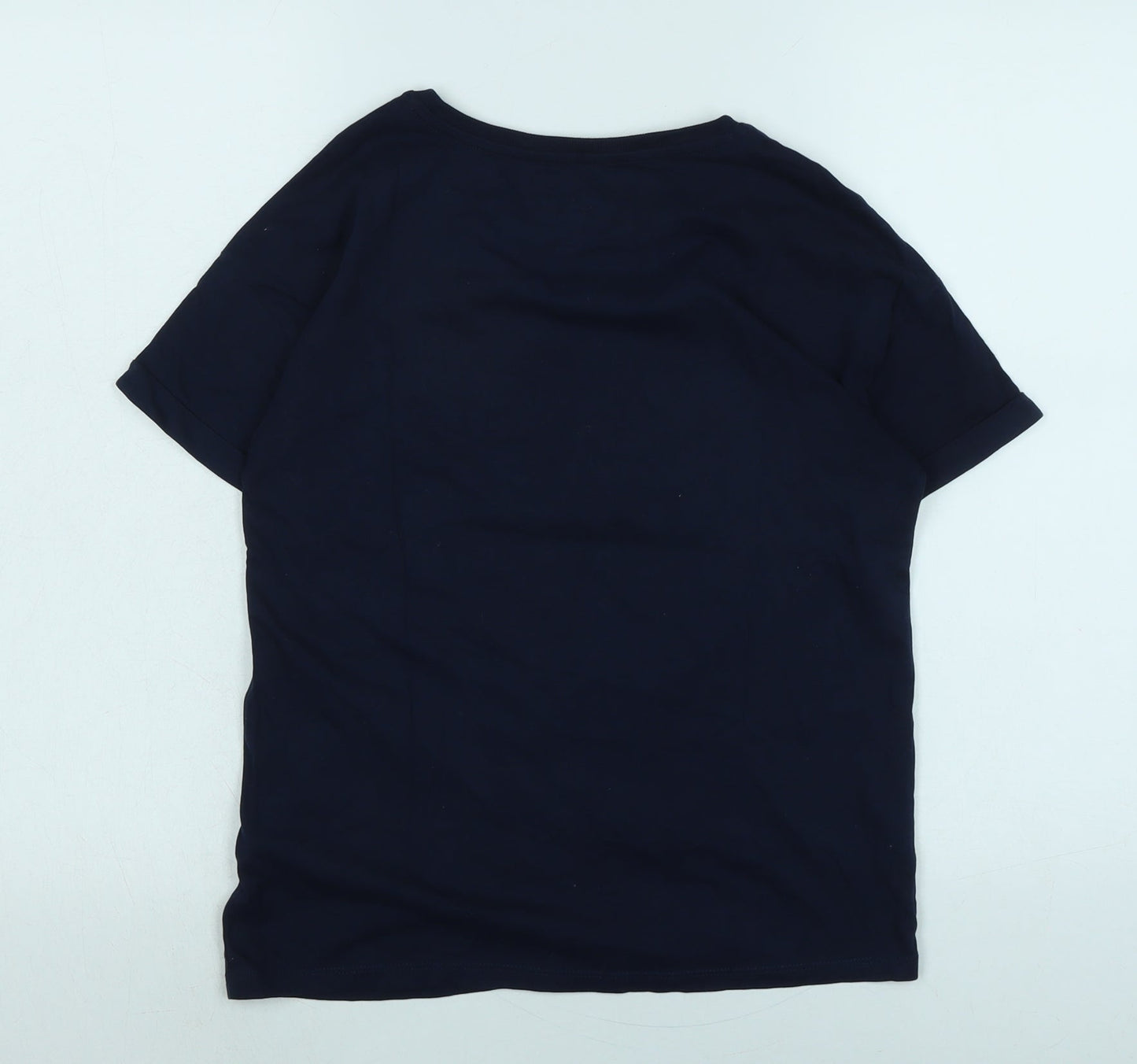 Marks and Spencer Womens Blue Cotton Basic T-Shirt Size 12 Crew Neck