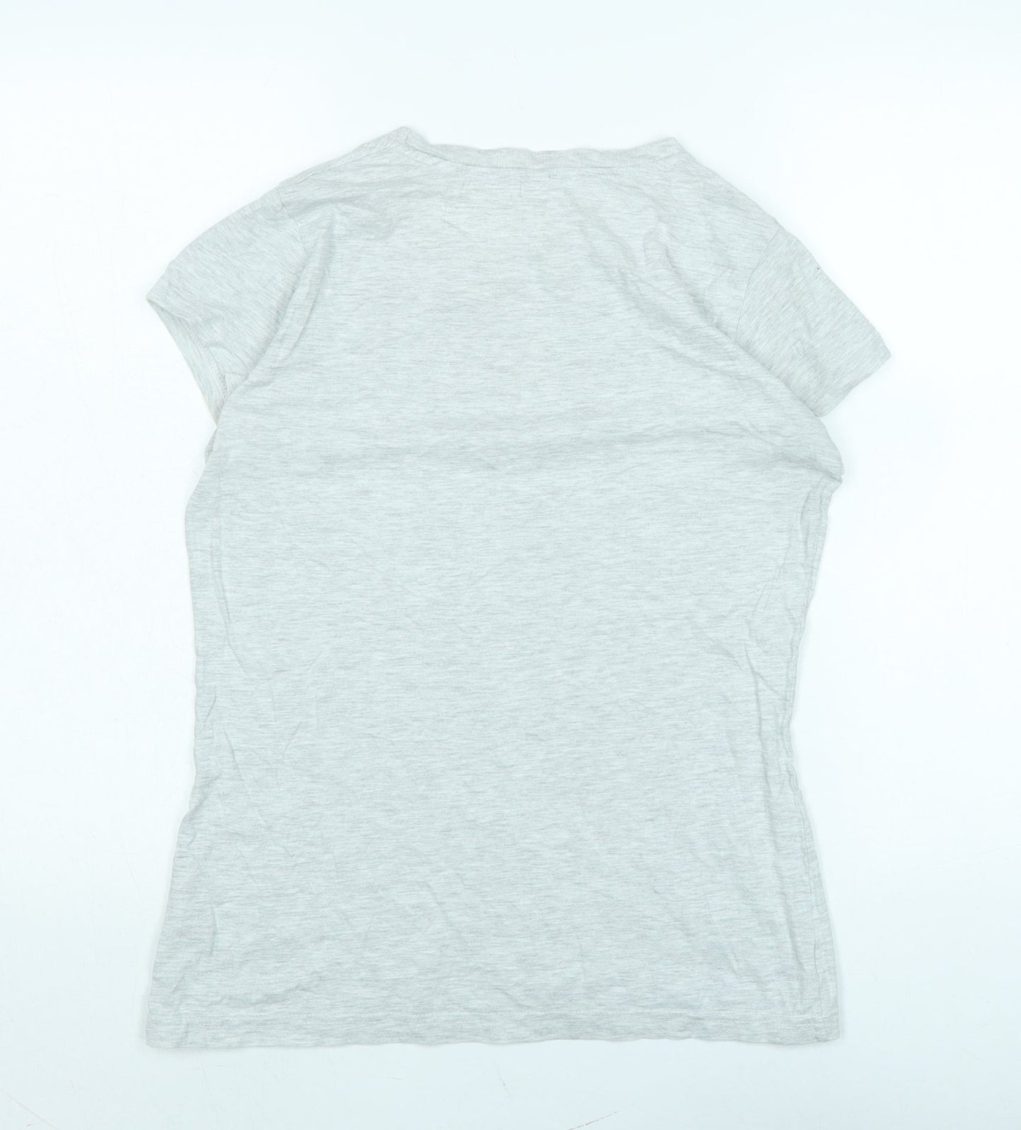Love B Soul Womens Grey Cotton Basic Polo Size M Crew Neck
