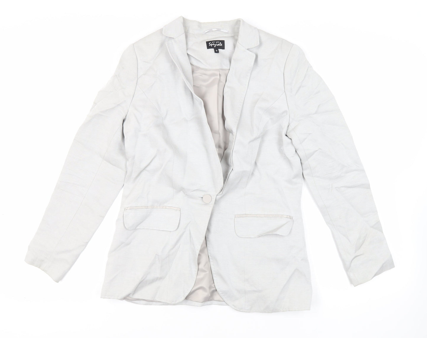 Per Una Womens Grey Jacket Blazer Size 12 Button
