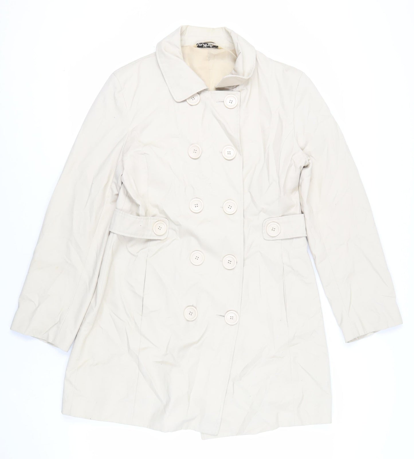 Kosha Womens Beige Overcoat Coat Size 14 Button
