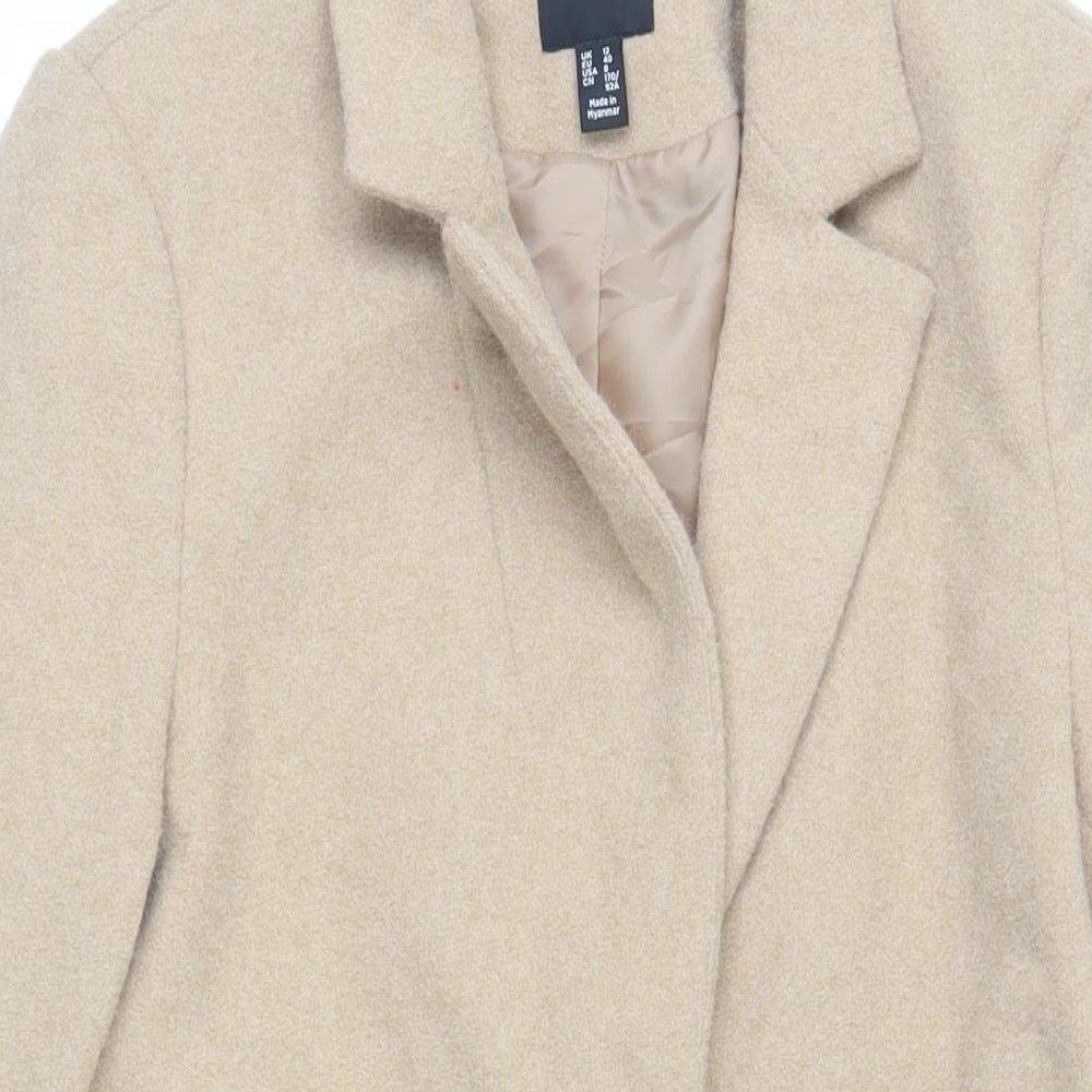 New Look Womens Beige Overcoat Coat Size 12 Button
