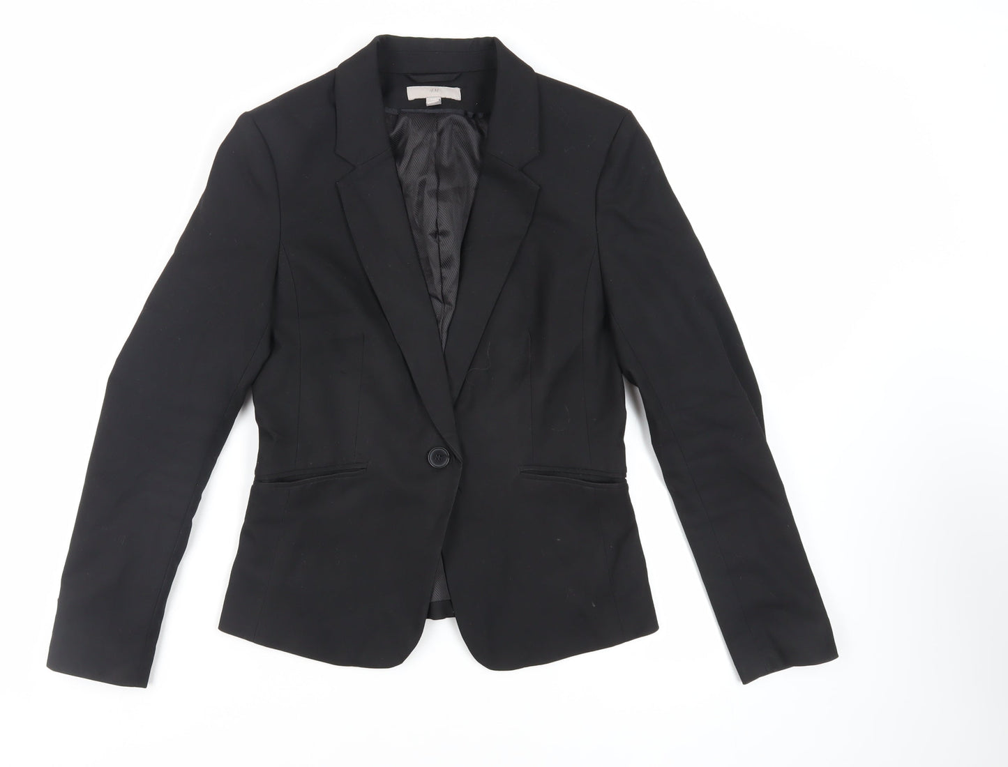 H&M Womens Black Jacket Blazer Size 10 Button