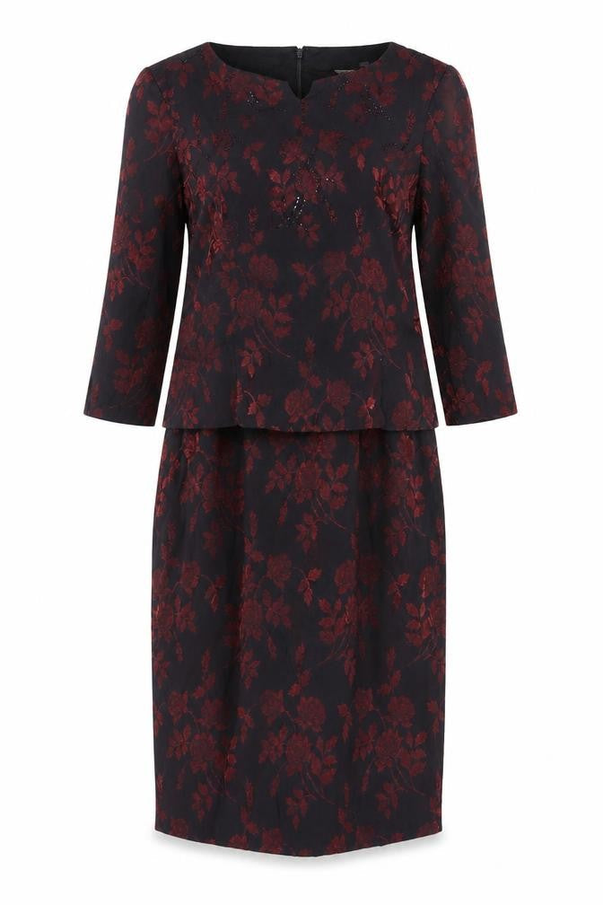 Maggy London Womens Black Floral Viscose Pencil Dress Size 10 Boat Neck Zip
