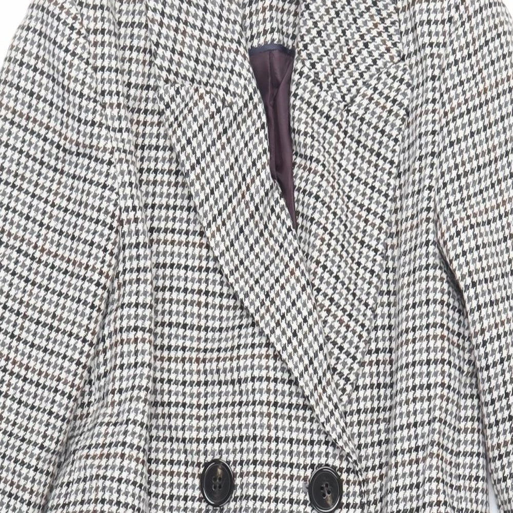 Topshop Womens Grey Geometric Pea Coat Coat Size 4 Button