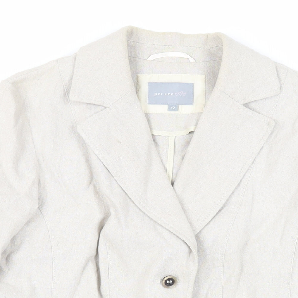 Per Una Womens Beige Jacket Blazer Size 12 Button