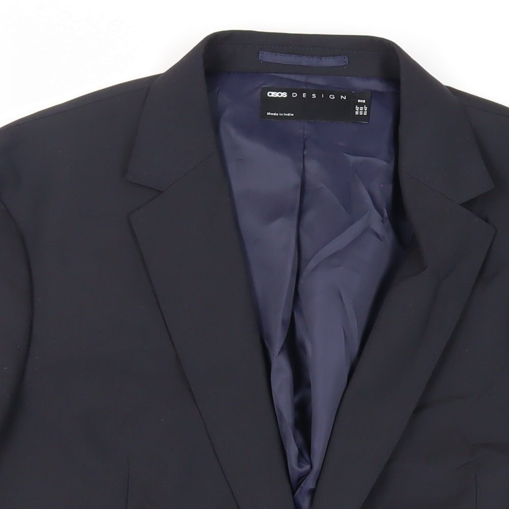 ASOS Mens Blue Polyester Jacket Suit Jacket Size 42 Regular