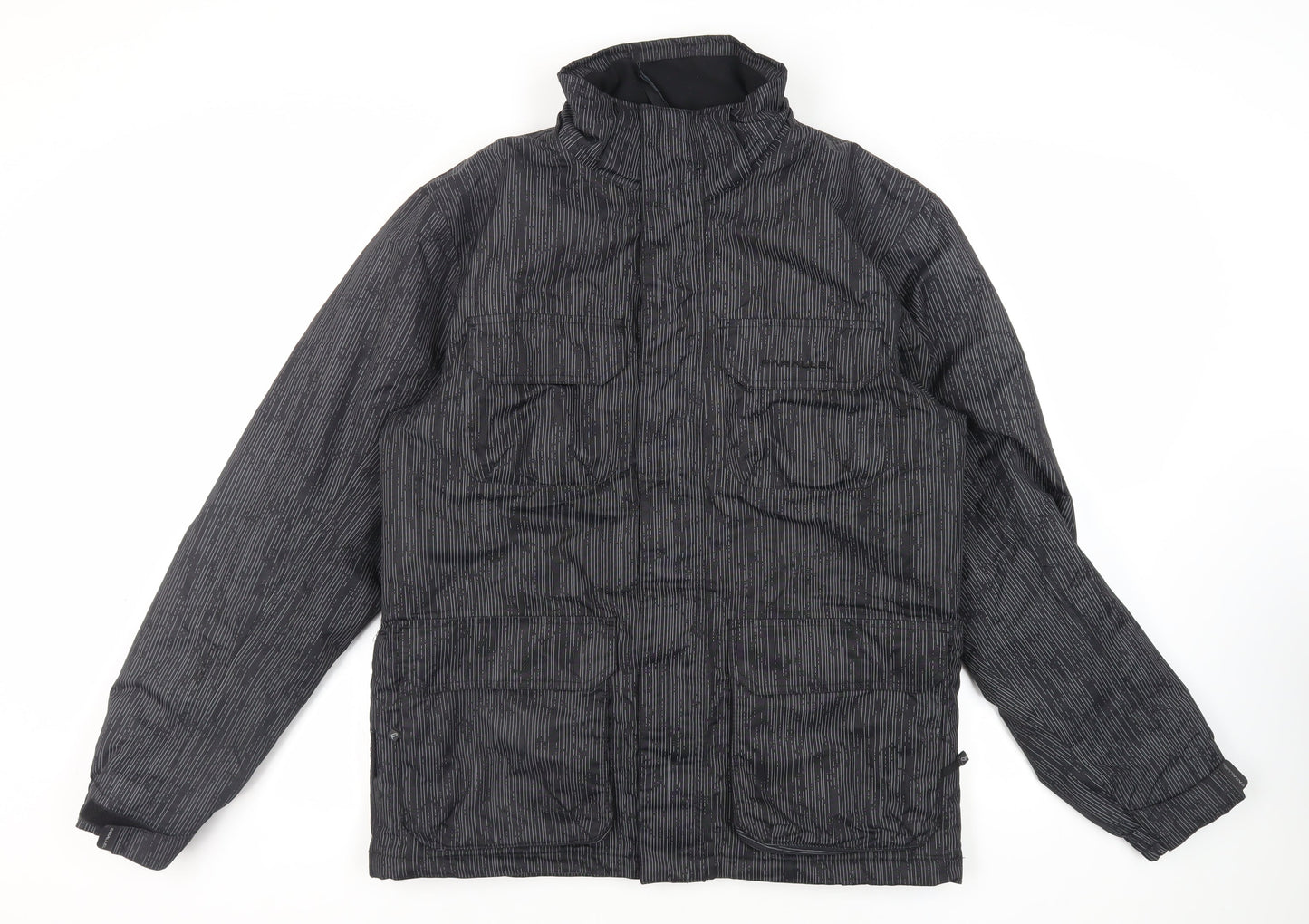 Parallel Mens Grey Striped Jacket Size S Zip - Ski Jacket Waterproof Technical