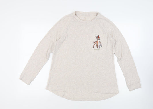Disney Womens Beige Polyester Pullover Sweatshirt Size M Pullover - Bambi