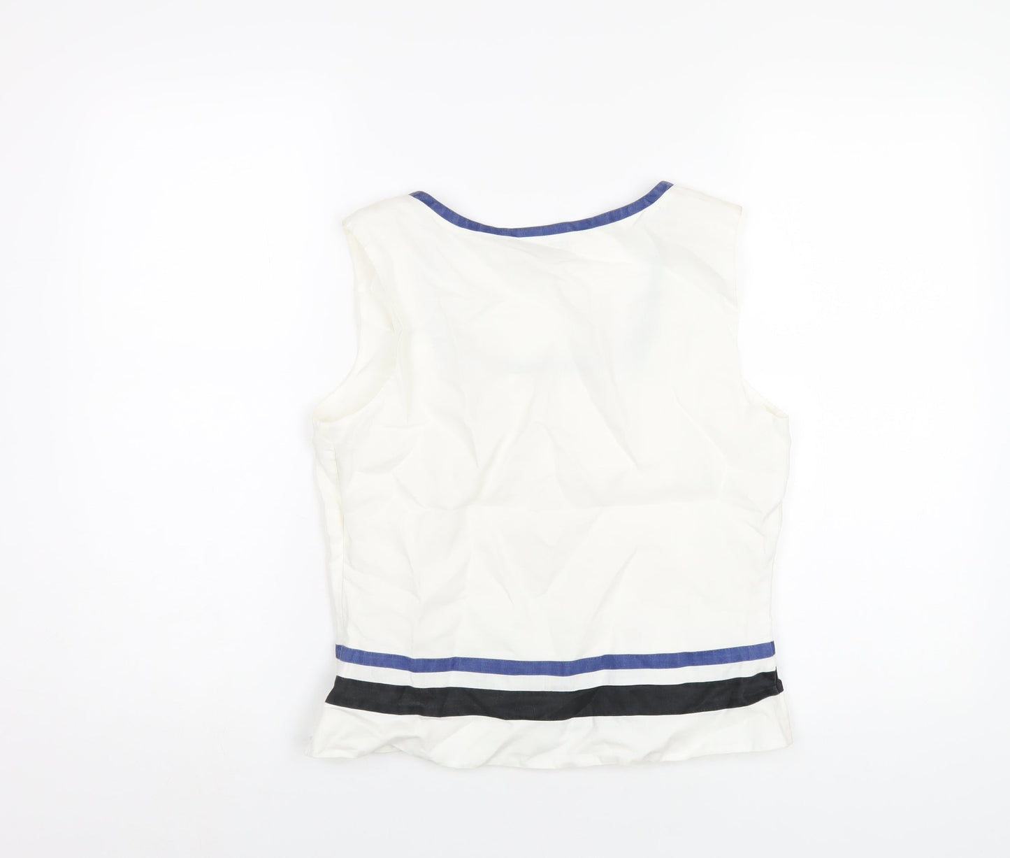 Alex & Co Womens White Ramie Basic T-Shirt Size 12 Square Neck