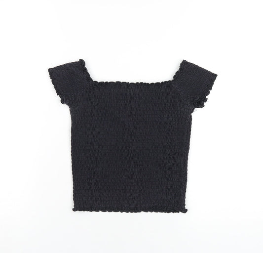 Hollister Womens Black Cotton Basic T-Shirt Size M Square Neck