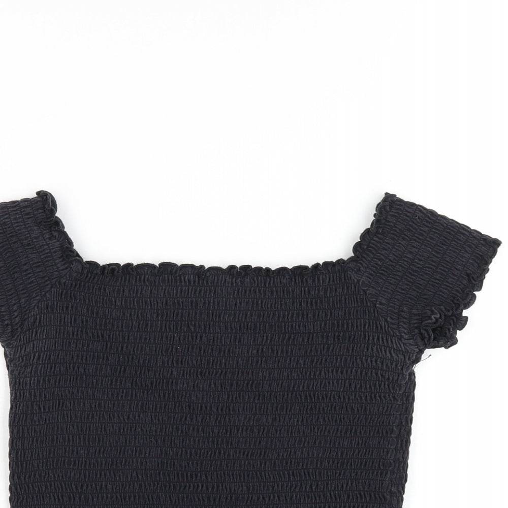 Hollister Womens Black Cotton Basic T-Shirt Size M Square Neck