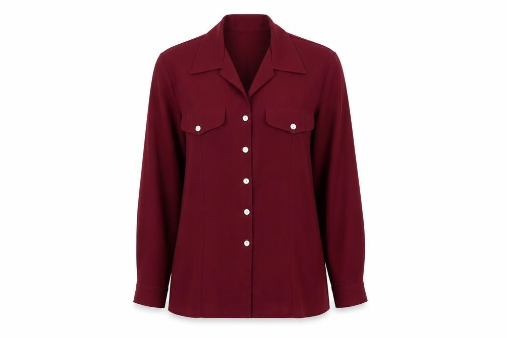 Chandelle Womens Red Polyester Basic Button-Up Size 12 Collared