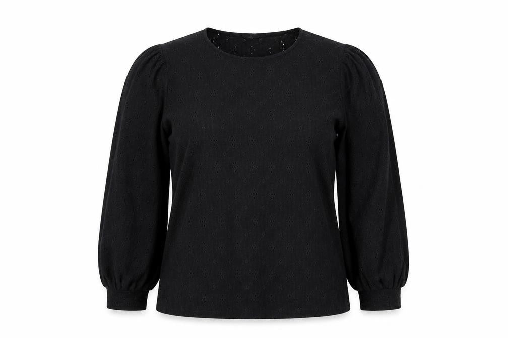 M&Co Womens Black Polyester Basic T-Shirt Size 16 Round Neck