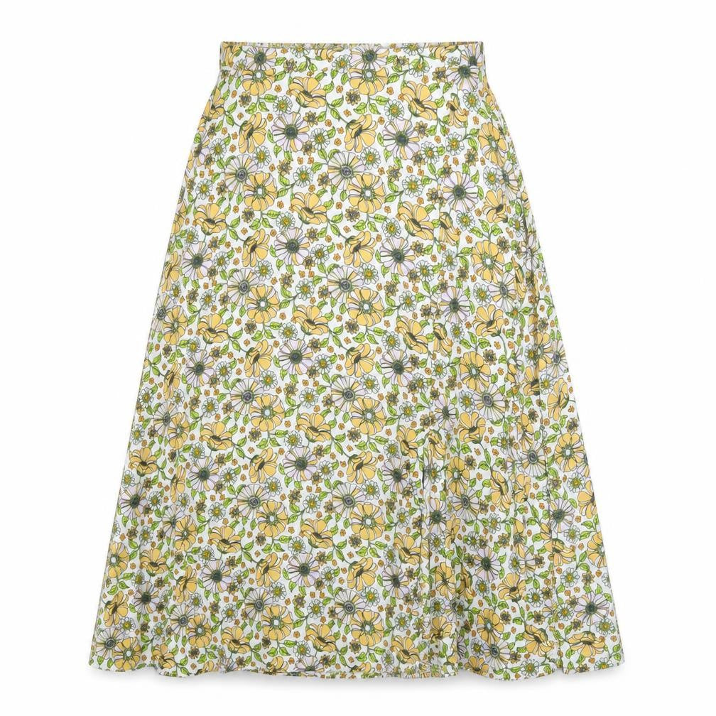 Front view of JDY women’s multicoloured floral polyester a-line skirt, size UK 8