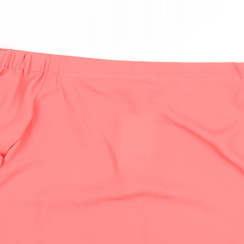 Dorothy Perkins Womens Pink Polyester Basic T-Shirt Size 8 Off the Shoulder