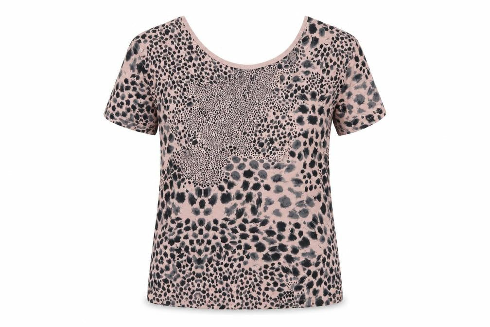 Next Womens Pink Geometric Viscose Basic T-Shirt Size 8 Boat Neck