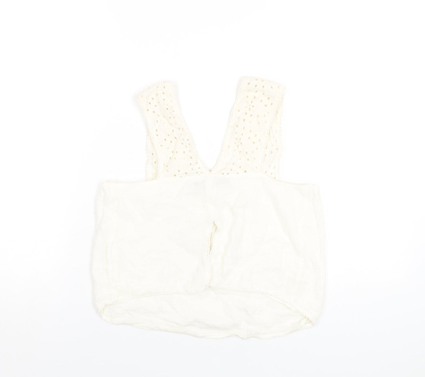 Zara Womens Ivory Cotton Basic Tank Size S Square Neck