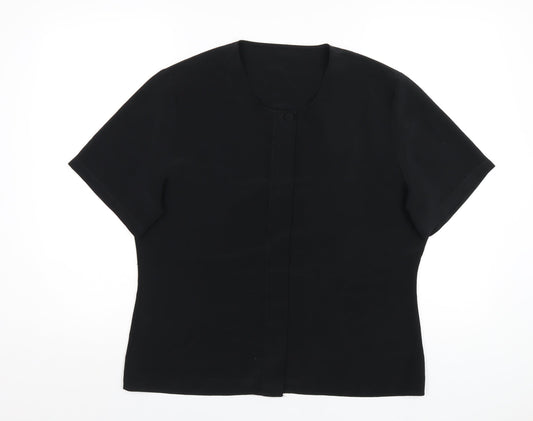 St Michael Womens Black Polyester Basic T-Shirt Size 16 Round Neck