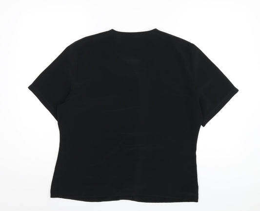 St Michael Womens Black Polyester Basic T-Shirt Size 16 Round Neck