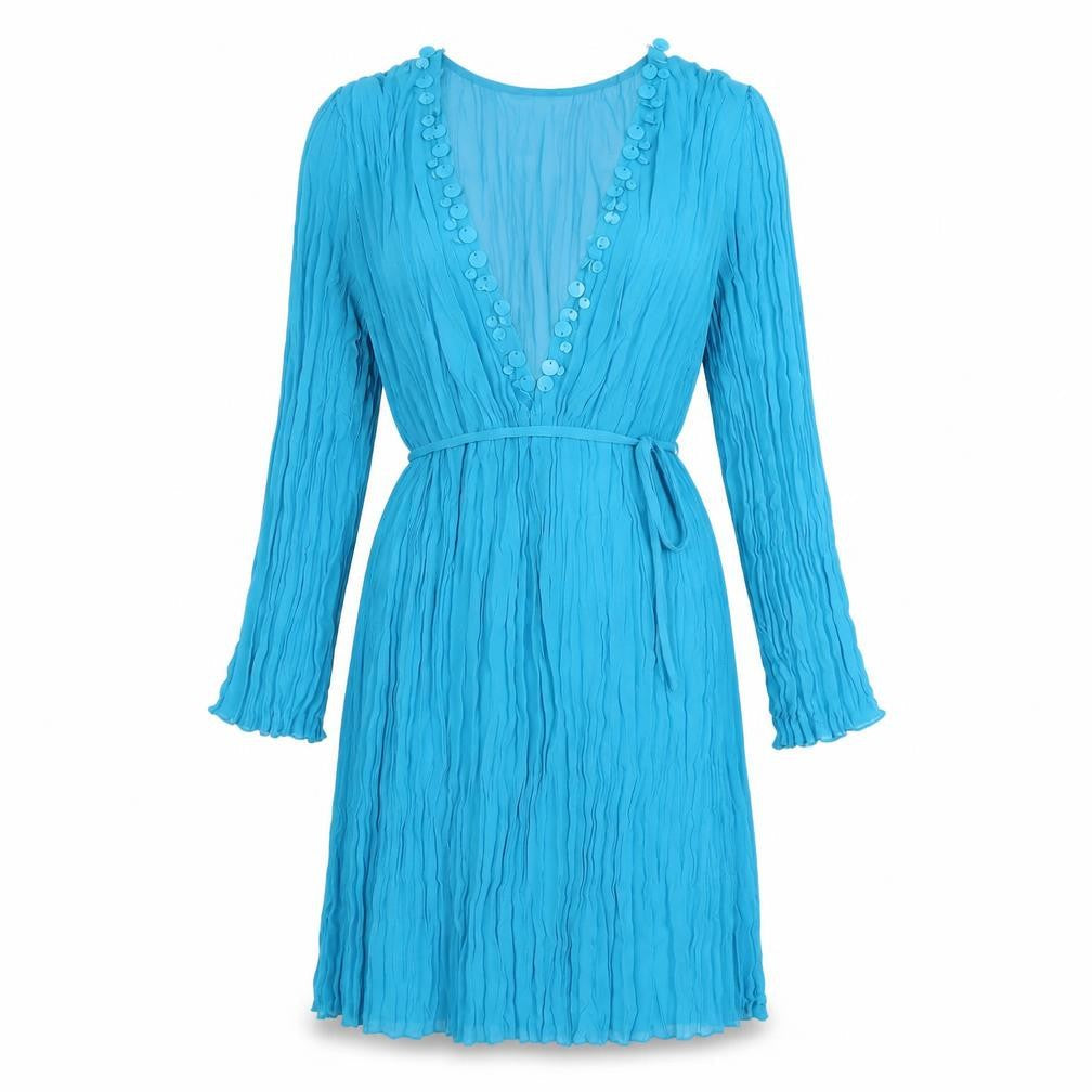 Next Womens Blue Polyester A-Line Size 12 V-Neck Pullover