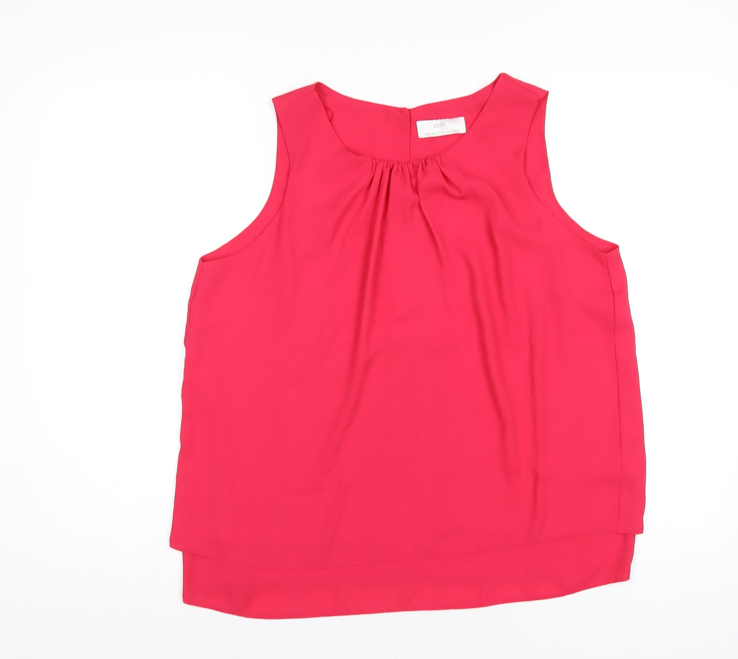 Wallis Womens Pink Polyester Basic Tank Size 14 Round Neck