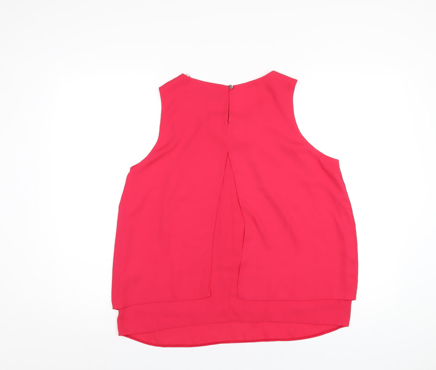 Wallis Womens Pink Polyester Basic Tank Size 14 Round Neck