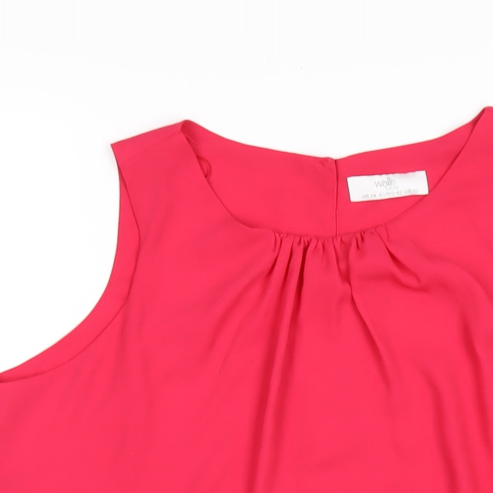 Wallis Womens Pink Polyester Basic Tank Size 14 Round Neck