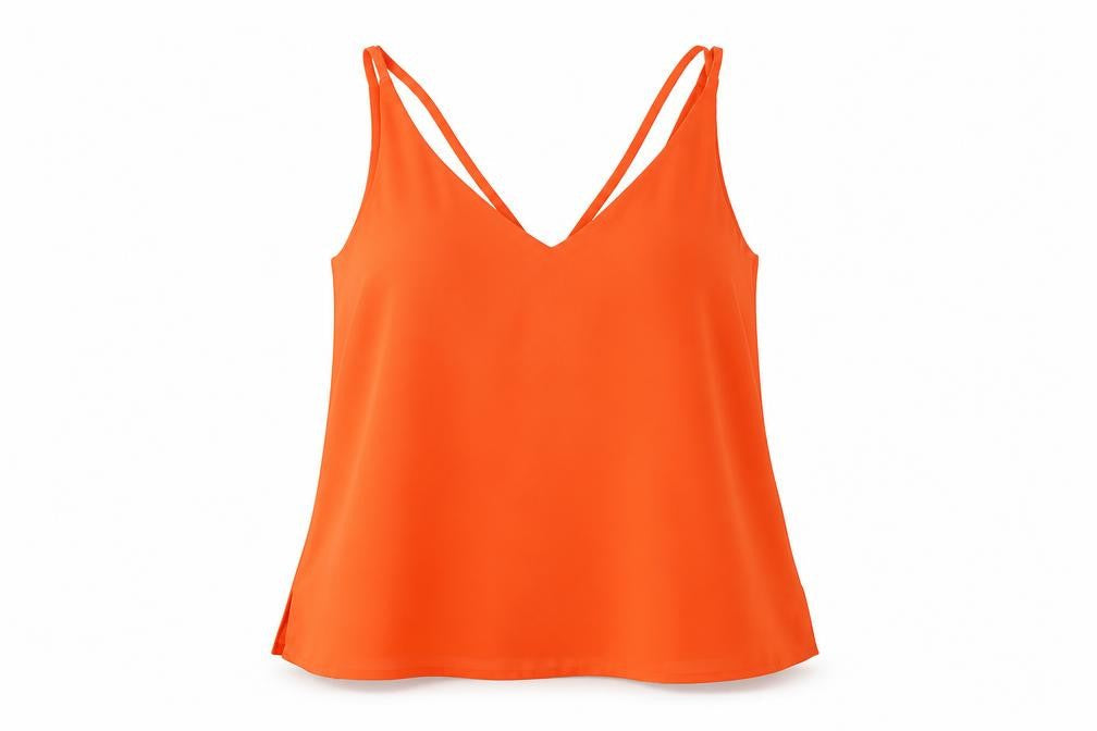 Topshop Womens Orange Polyester Camisole T-Shirt Size 8 V-Neck