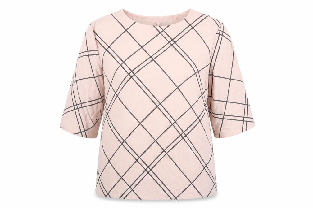 Next Womens Pink Geometric Polyester Basic Blouse Size 14 Round Neck