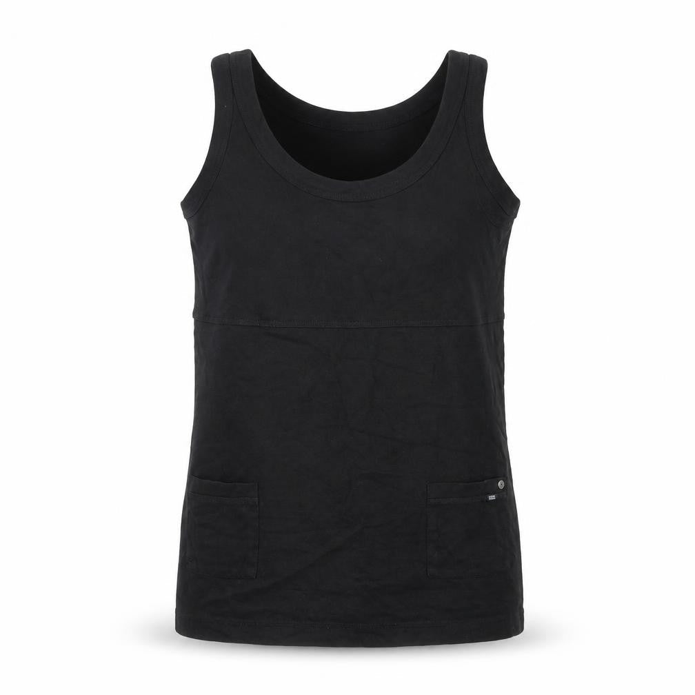 Front view of Cecil women’s black cotton basic tank, size L, round neck