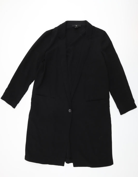 H&M Womens Black Jacket Size 12 Button - Split Hem