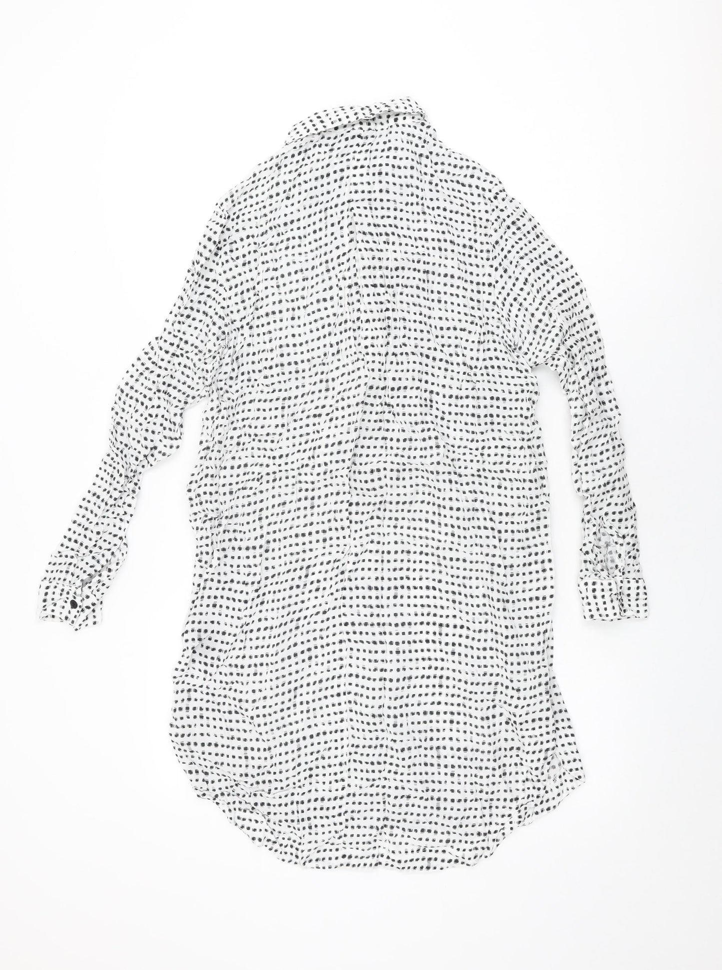 Just Female Womens White Geometric Cupro Shift Size M Collared Button