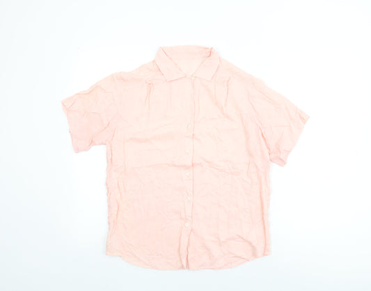 St Michael Womens Pink Viscose Basic Button-Up Size 12 Collared