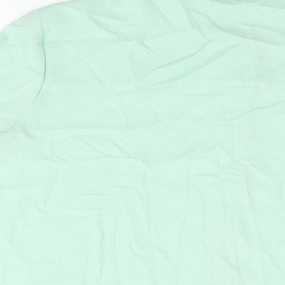Marks and Spencer Womens Green Polyester Basic Button-Up Size 18 Round Neck