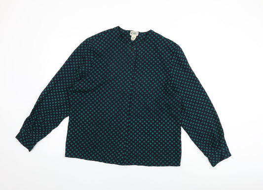 Koret Womens Blue Polka Dot Polyester Basic Button-Up Size 14 Round Neck