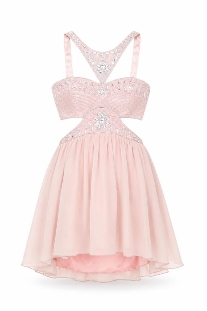 Cotton Club Womens Pink Geometric Polyester Skater Dress Size 10 Halter Hook & Eye