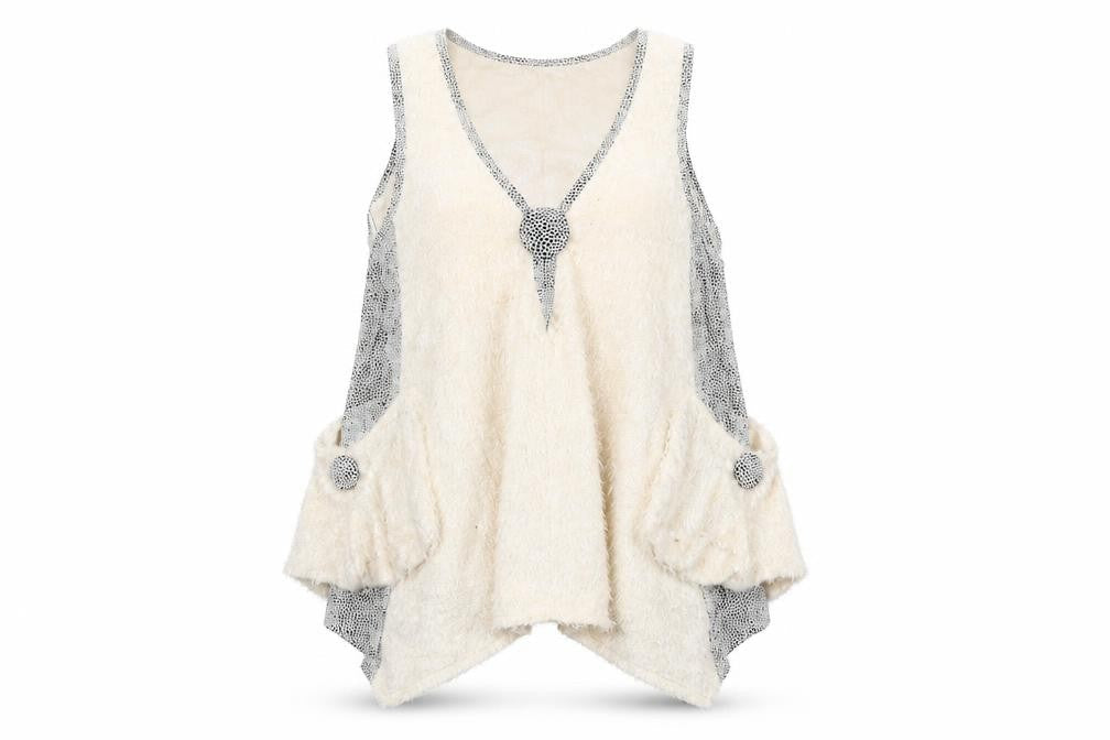 UR MODA Womens Beige Polyester Basic T-Shirt Size M Round Neck