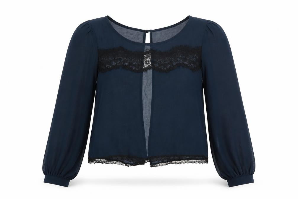 River Island Womens Blue Polyester Basic Blouse Size 10 Round Neck