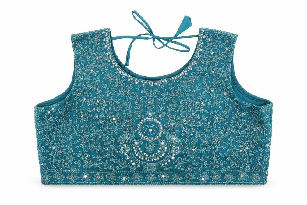 Shivali Womens Blue Floral Polyester Cropped T-Shirt Size 2XL Round Neck
