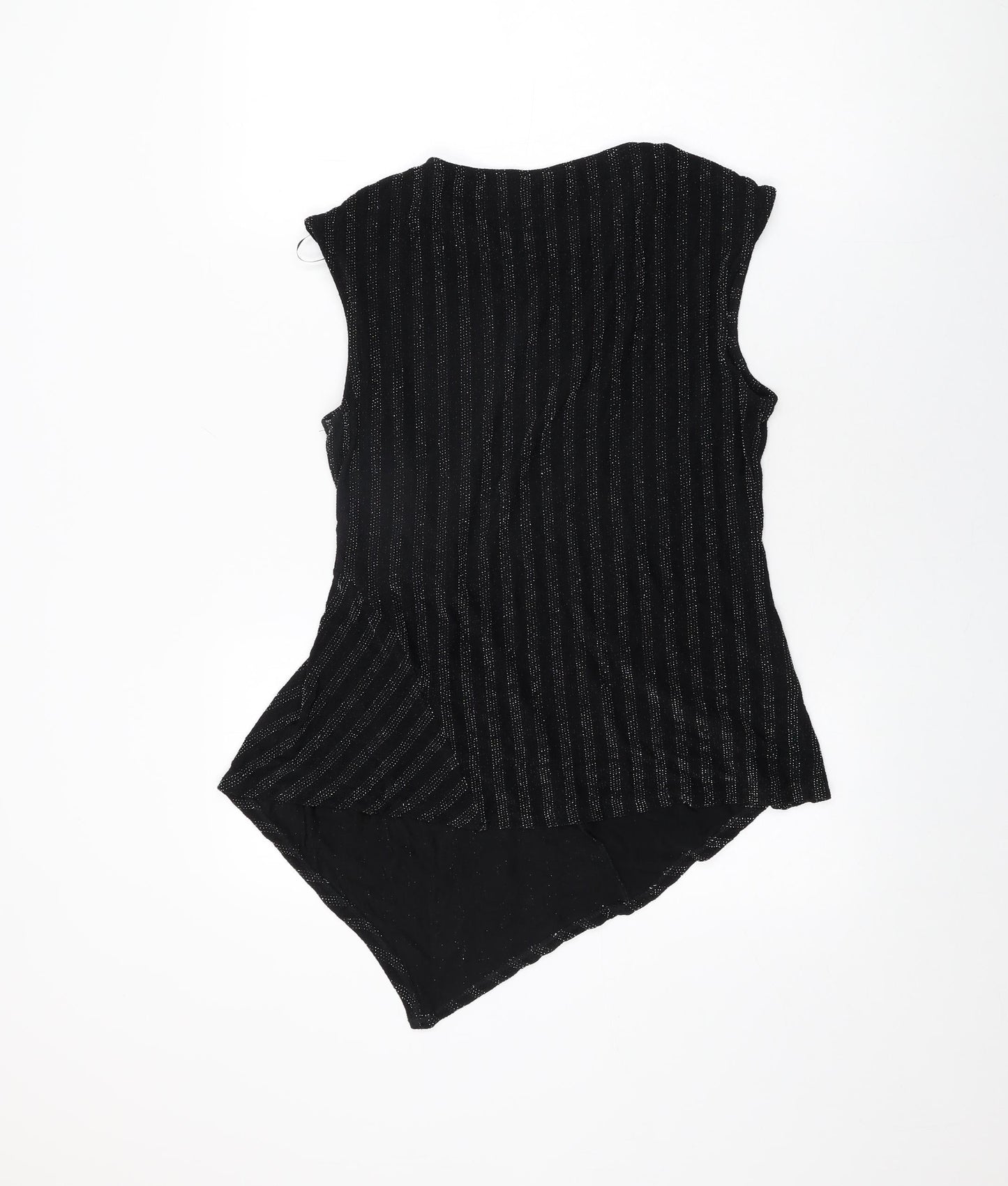 Roman Womens Black Polyester Basic T-Shirt Size 12 Round Neck