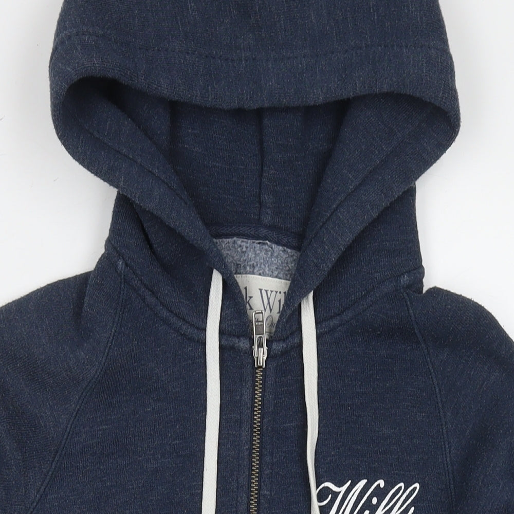 Jack Wills Womens Blue Cotton Full Zip Hoodie Size 8 Zip