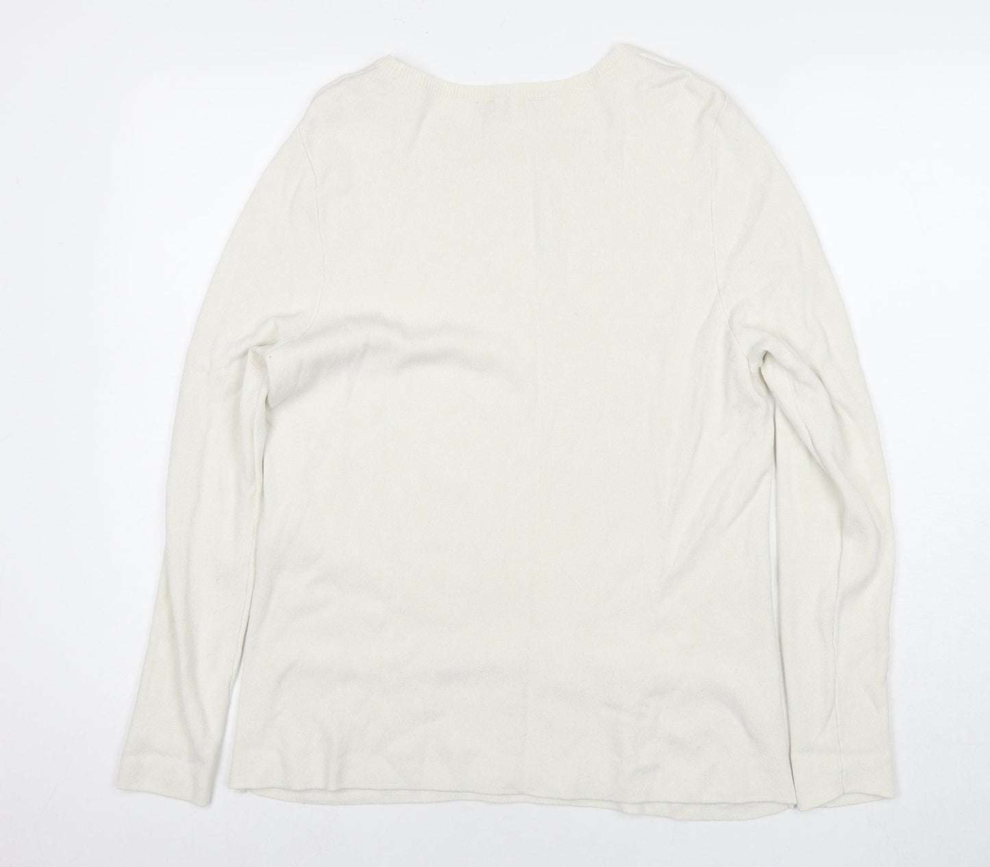 Dorothy Perkins Womens White Round Neck Viscose Pullover Jumper Size 14
