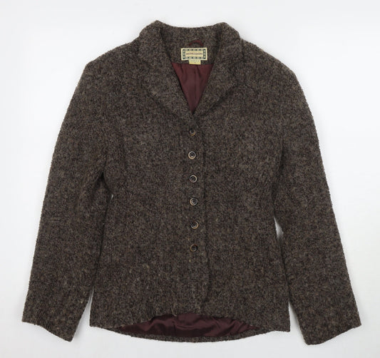 Monsoon Womens Brown Pea Coat Coat Size 10 Button