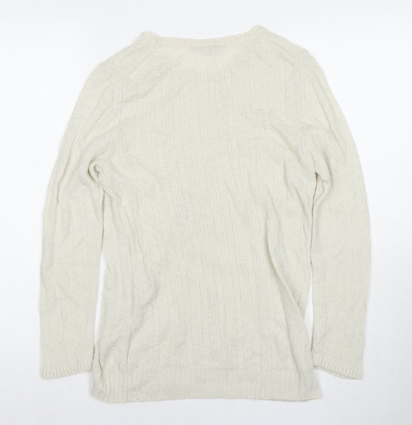 Gap Womens White Round Neck Polyester Pullover Jumper Size M