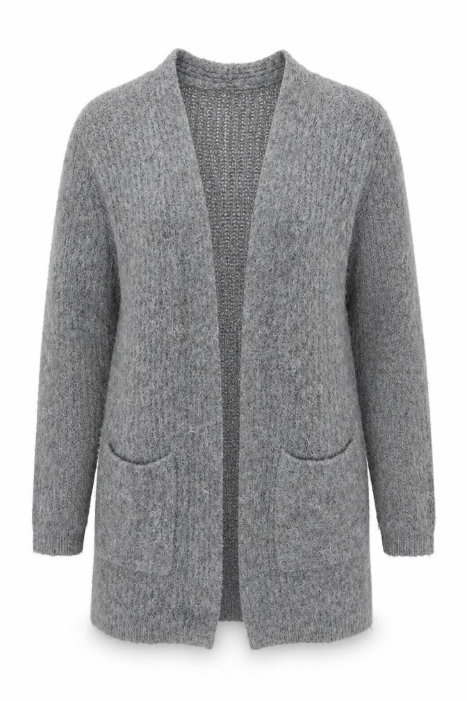 Marks and Spencer Womens Grey Collared Acrylic Cardigan Jumper Size S