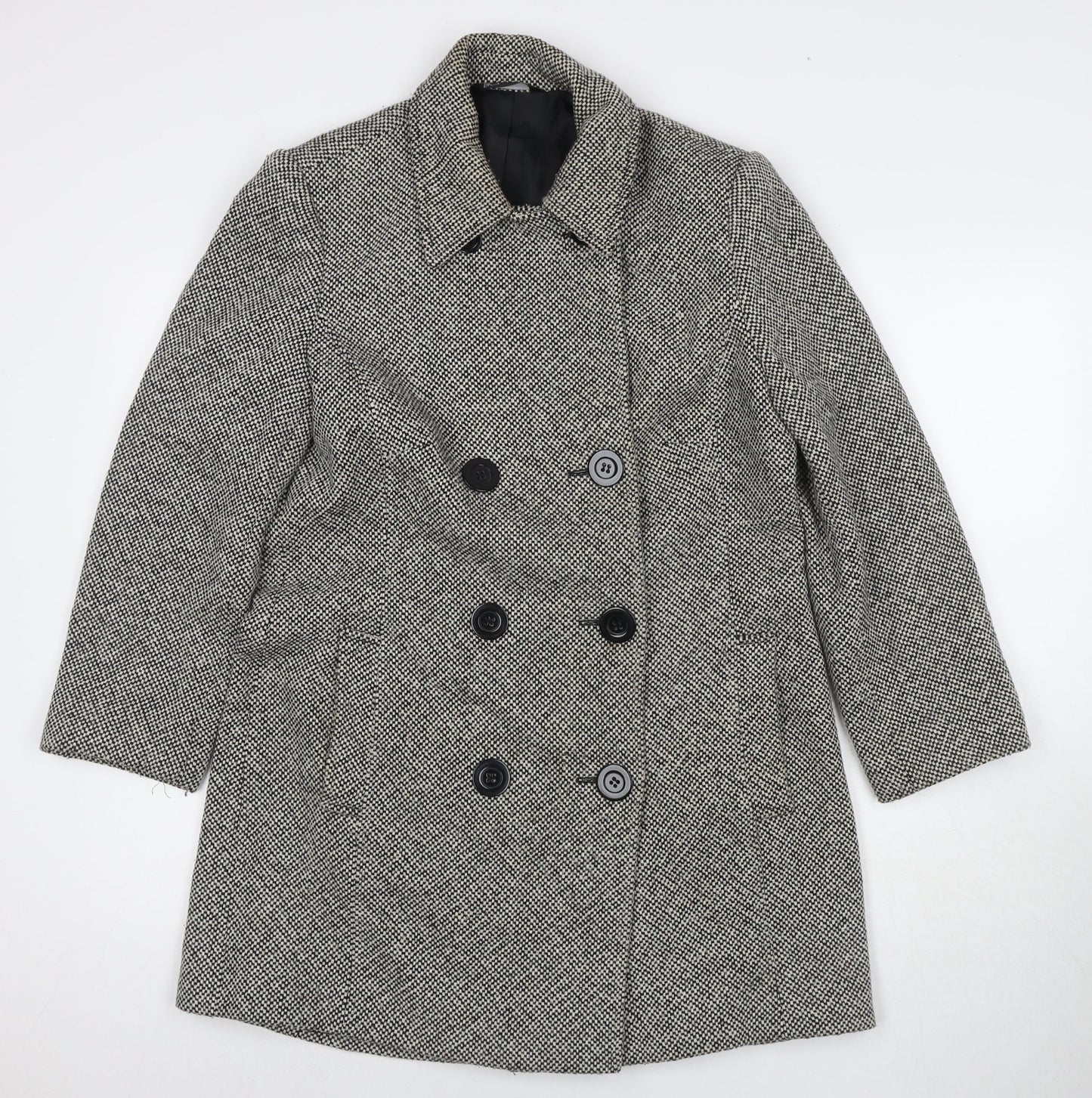 BHS Womens Grey Overcoat Coat Size 12 Button